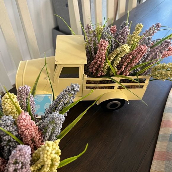 2- Easter Yellow Decorative Truck Planters with Faux Flowers - Picture 6 of 8